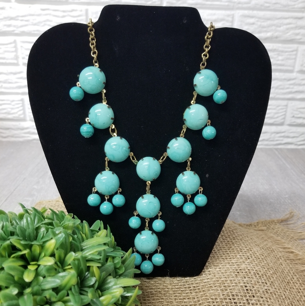 Faux turquoise bold bubble statement necklace